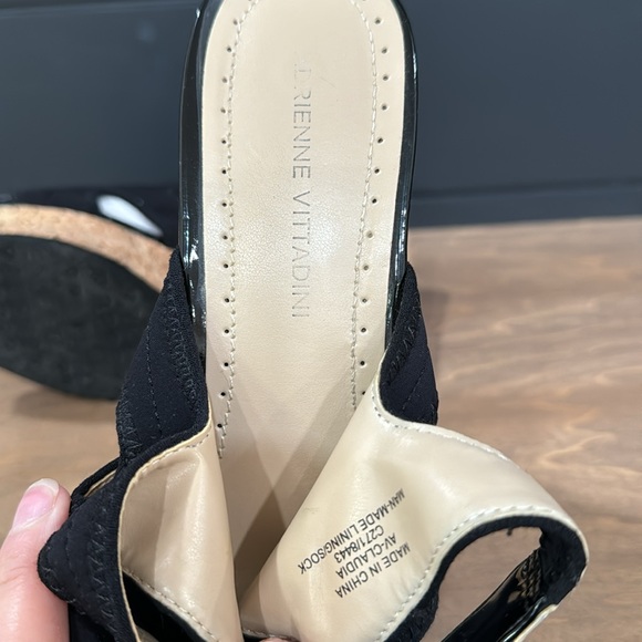 Adrienne Vittadini Black Cork Claudia Wedge Sandals - Picture 8 of 10